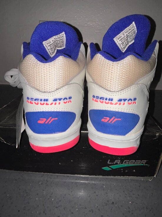 LA Gear Air Regulator White Blue Coral Basketball Shoes Boys/Mens 5.5 Vtg W/ box main image 10